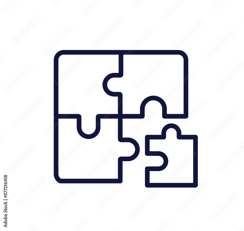Simple business icon. Teamwork for success. Pieces of jigsaw or puzzle as metaphor for partnership, collaboration and cooperation. Cartoon linear vector illustration isolated on white background Simple business icon. Teamwork for success. Pieces of jigsaw or puzzle as metaphor for partnership, collaboration and cooperation. Cartoon linear vector illustration isolated on white background
