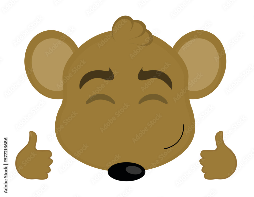 vector illustration face of a cartoon mouse with a cheerful expression and hands with thumbs up vector illustration face of a cartoon mouse with a cheerful expression and hands with thumbs up