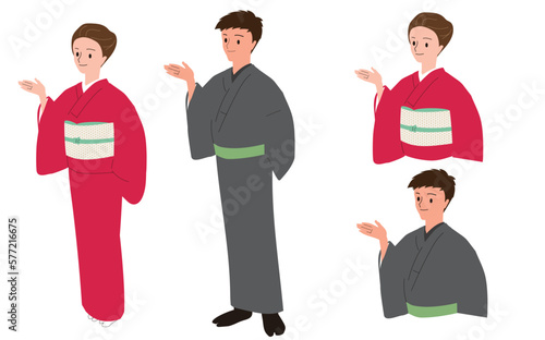 インバウンドの説明をする男女セット　日の丸なし