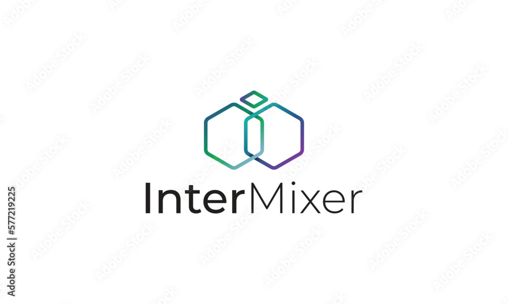 Letter i modern line art hexagonal technological Inter mixer logo Letter i modern line art hexagonal technological Inter mixer logo