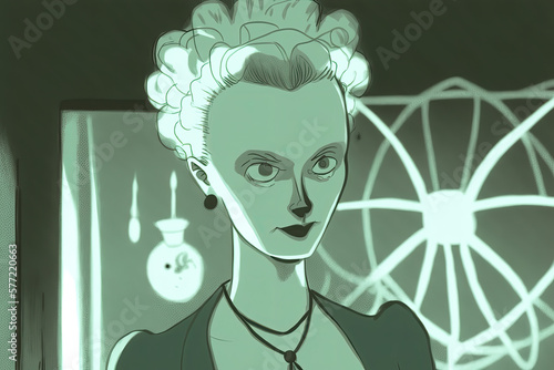 Obraz na plátně Marie Curie in the style of Rick and Morty made with generative ai