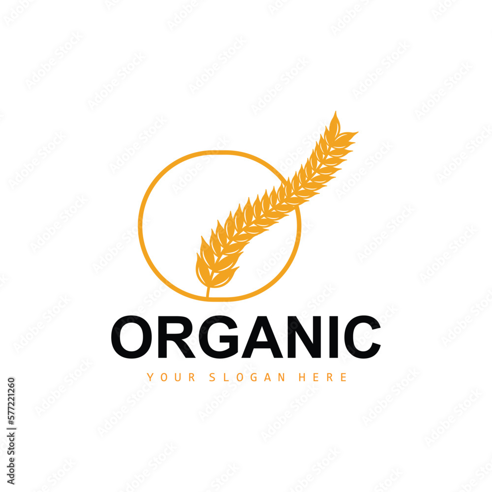 Wheat Rice Logo, Agricultural Organic Plants Vector, Luxury Design Golden Bakery Ingredients Wheat Rice Logo, Agricultural Organic Plants Vector, Luxury Design Golden Bakery Ingredients