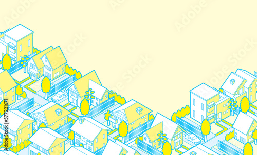 街並みの立体図. 背景. 住宅地. 家.