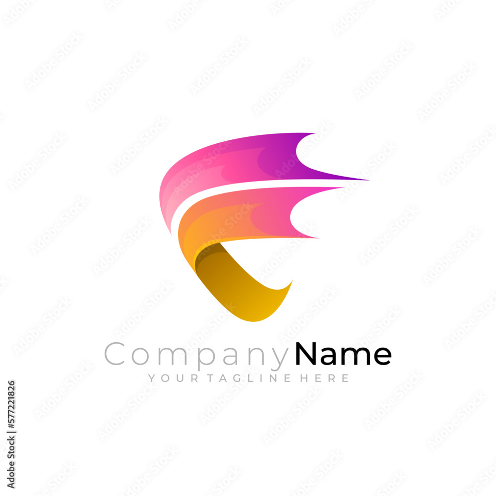 F logo, Abstract Letter F logo and modern design, 3d colorful F logo, Abstract Letter F logo and modern design, 3d colorful