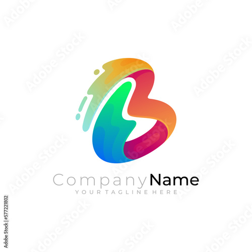 B logo colorful, Letter B logo design colorful, B and swoosh icon