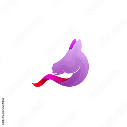 Horse logo with circle design template, 3d colorful icons