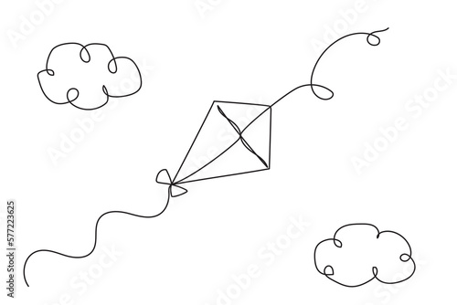 Doodle kite line for banner design. Vector illustration.