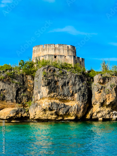 Spanish fort on the coast of Caribbean island 