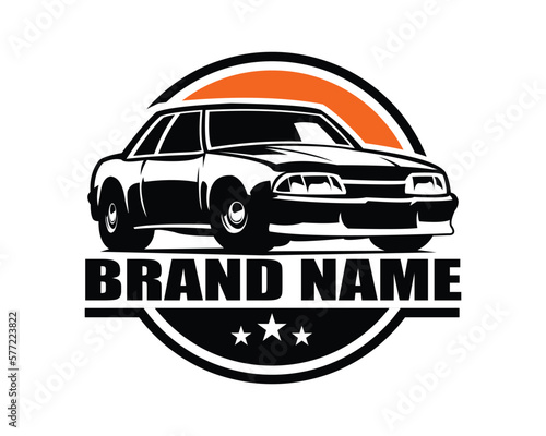 1990 mustang car logo. silhouette vector design. isolated white background. Best for badge, emblem, icon, sticker design, car industry. available in eps 10.