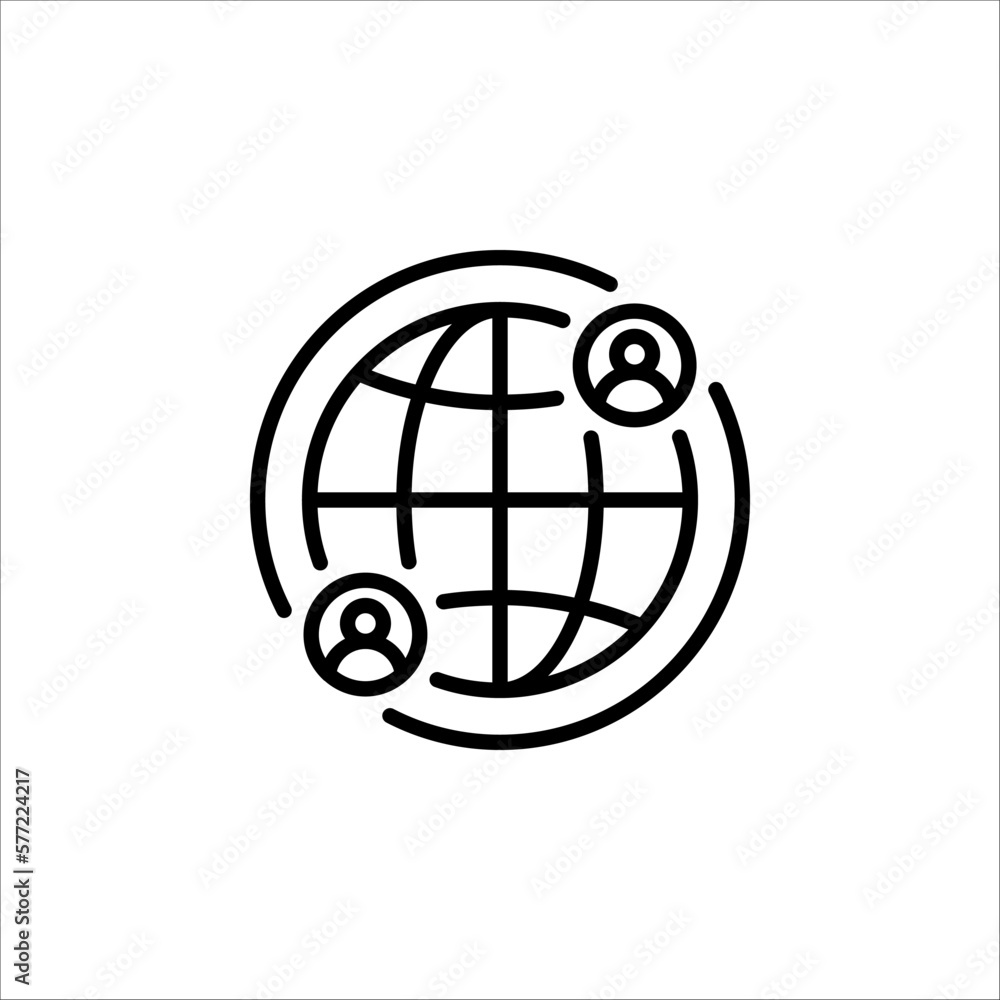 global network icon. business icon line style. vector illustration isolated on white background global network icon. business icon line style. vector illustration isolated on white background