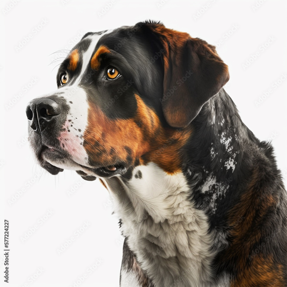 portrait of a dog with white background