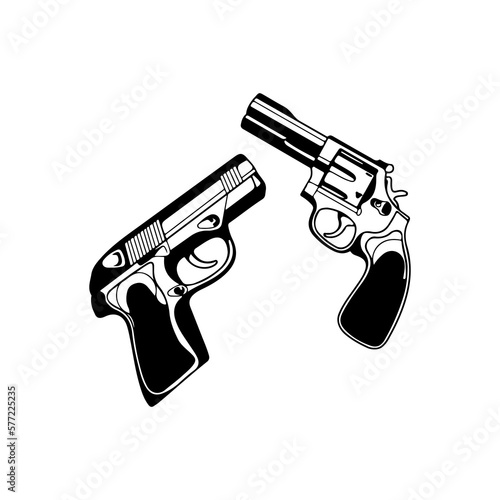 vector illustration of two firearms