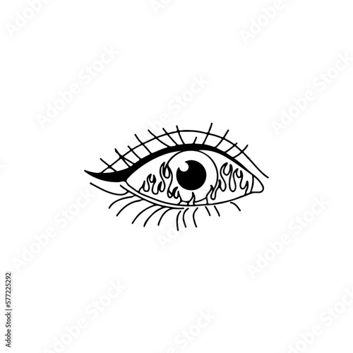 vector illustration of eye with fire concept