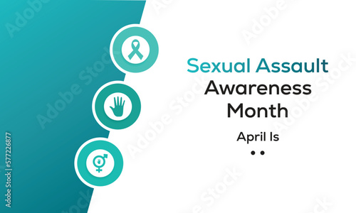 Vector illustration on the theme of SEXUAL ASSAULT AWARENESS MONTH awareness Month of April.Poster , banner design template Vector illustration.