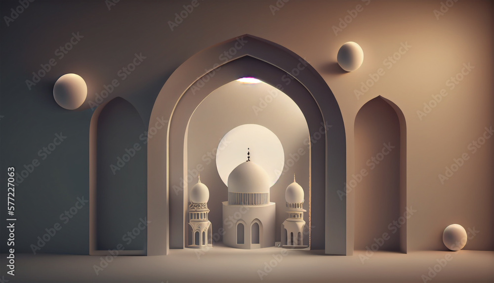 ramadan kareem background with mosque and lanterns. 3d illustration ramadan kareem background with mosque and lanterns. 3d illustration
