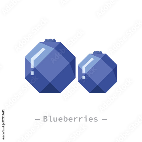 Single blueberries abstract geometrical flat design illustration. Simple creative healthy fruit interface elements for app icon logo ui ux web banner isolated on white background, no gradients