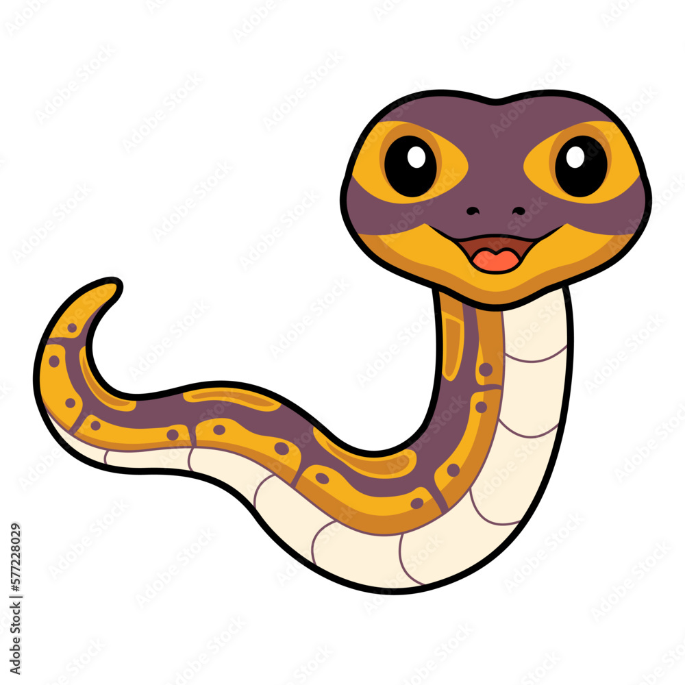 Fototapeta premium Cute banana ball python snake cartoon