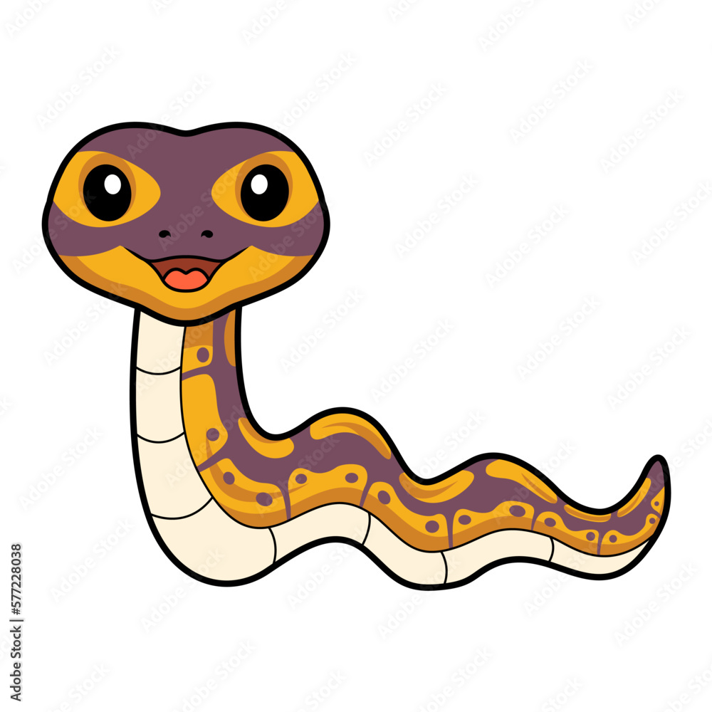 Fototapeta premium Cute banana ball python snake cartoon