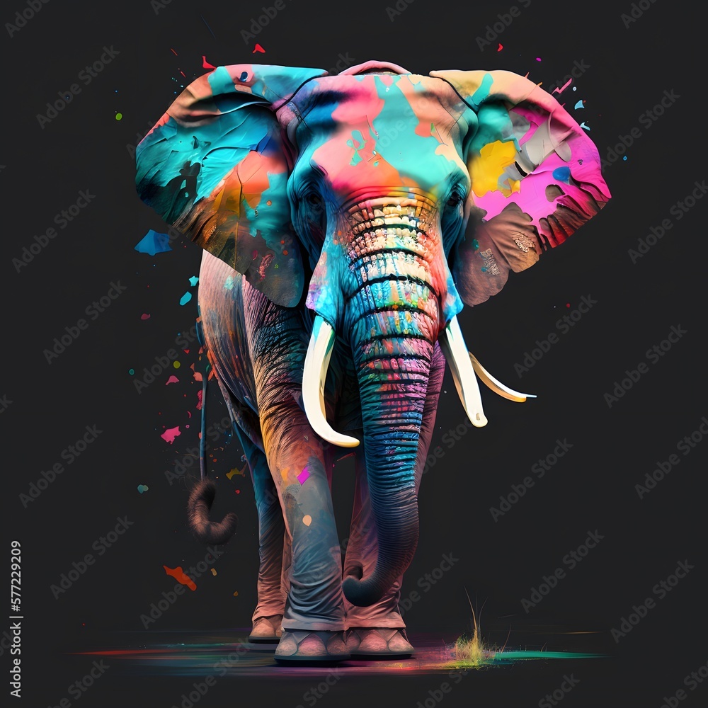Obraz premium elephant colorful created using Generative AI Technology