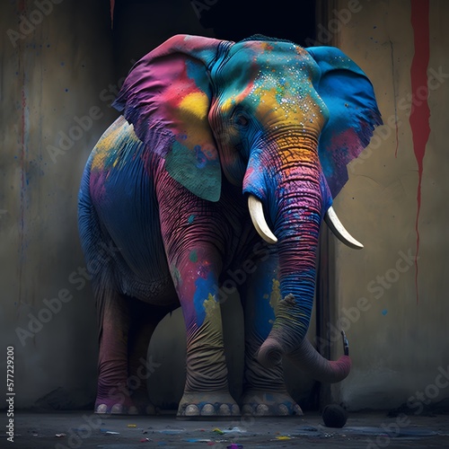 elephant colorful created using Generative AI Technology