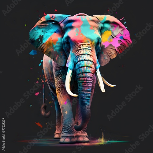 elephant colorful  created using Generative AI Technology © Abapux