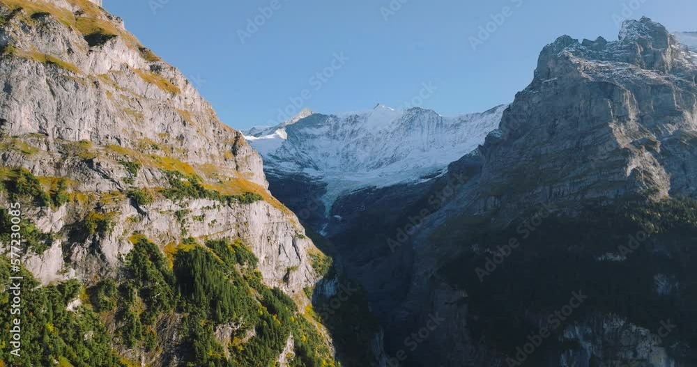 Aerial view of the beautiful Swiss nature in Grindelwald valley in Switzerland Aerial view of the beautiful Swiss nature in Grindelwald valley in Switzerland