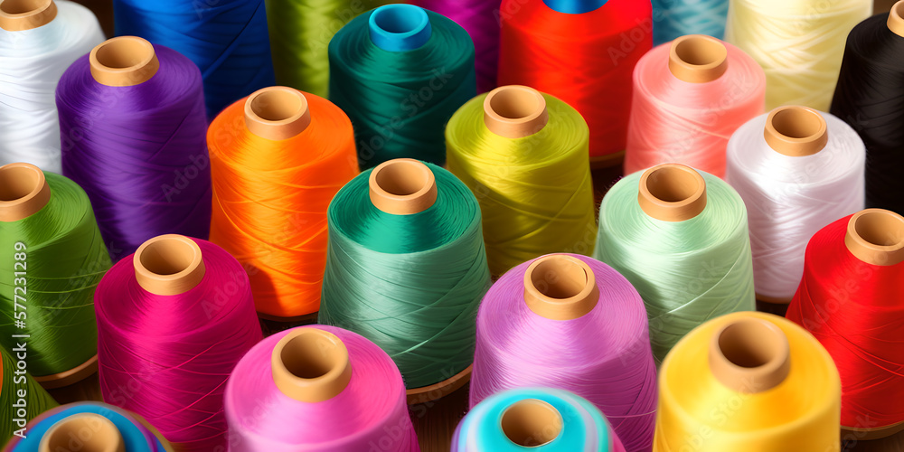 many multi-colored spools of thread on a table with a white background and one green, Andris Stok, color, cross-stitch, arts and crafts many multi-colored spools of thread on a table with a white background and one green, Andris Stok, color, cross-stitch, arts and crafts