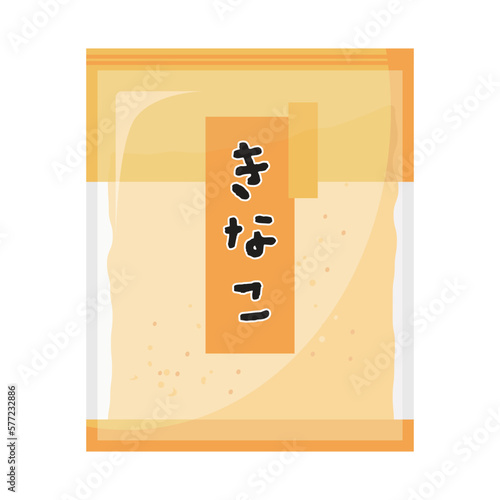 Vector illustration of soybean flour. The package says "soybean flour" in Japanese.