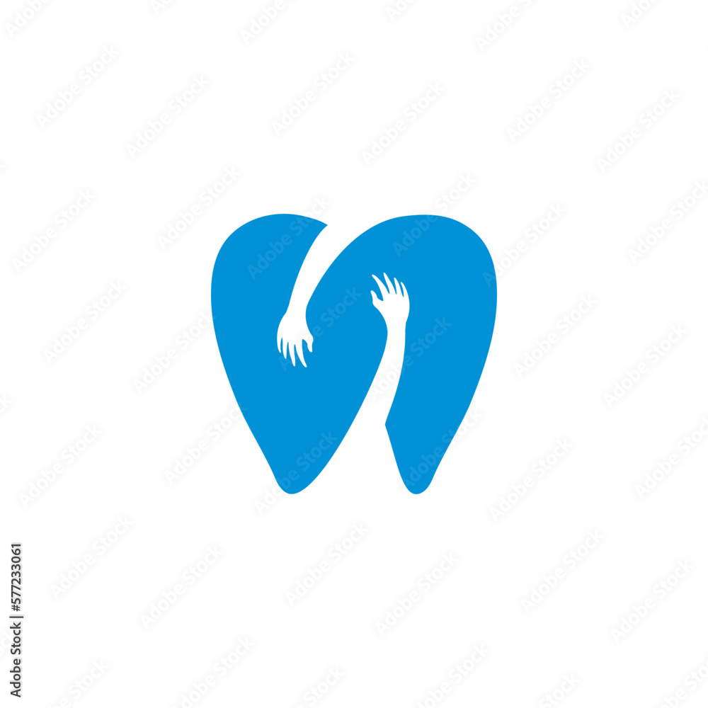dental care logo with hands hugging vector icon illustration dental care logo with hands hugging vector icon illustration