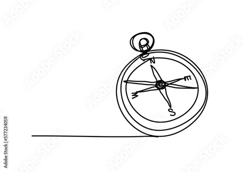compass , line drawing style , idea concept , Vector Illustration.