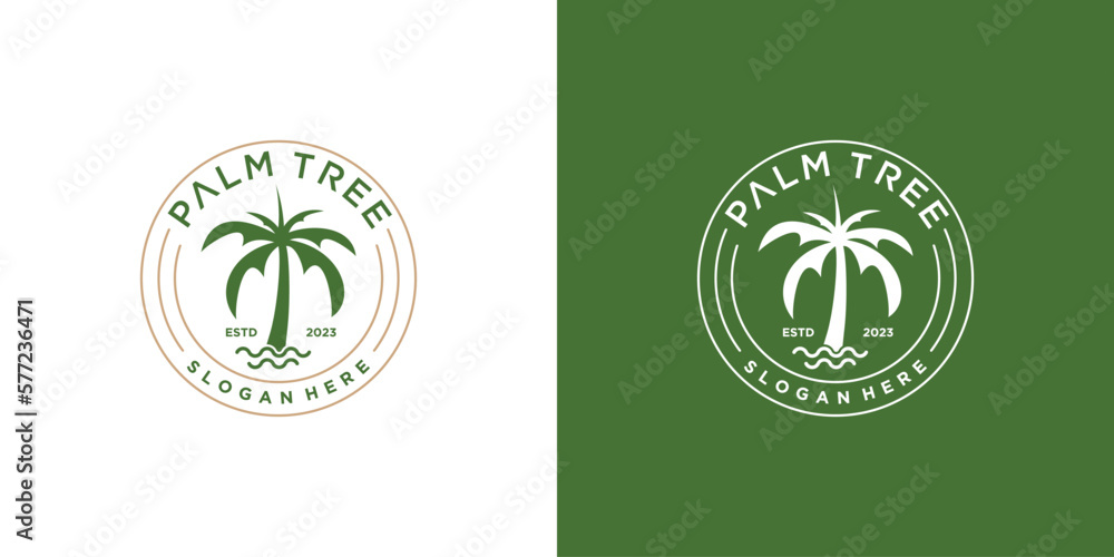 Palm tree with creative idea logo design vector Palm tree with creative idea logo design vector