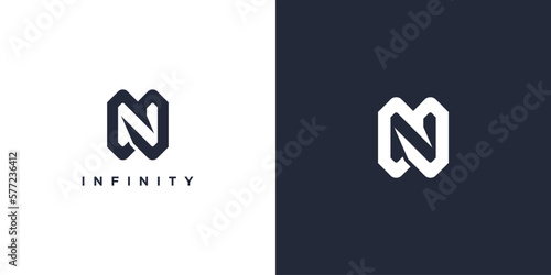 Letter N with infinity logo design vector