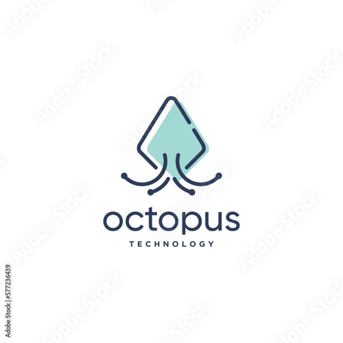 Octopus technology with modern creative logo design vector