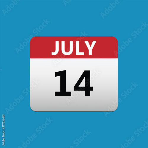 Free Download 14th July calendar icon. July 14 calendar Date Month icon. Isolated on blue background - GFXLoad