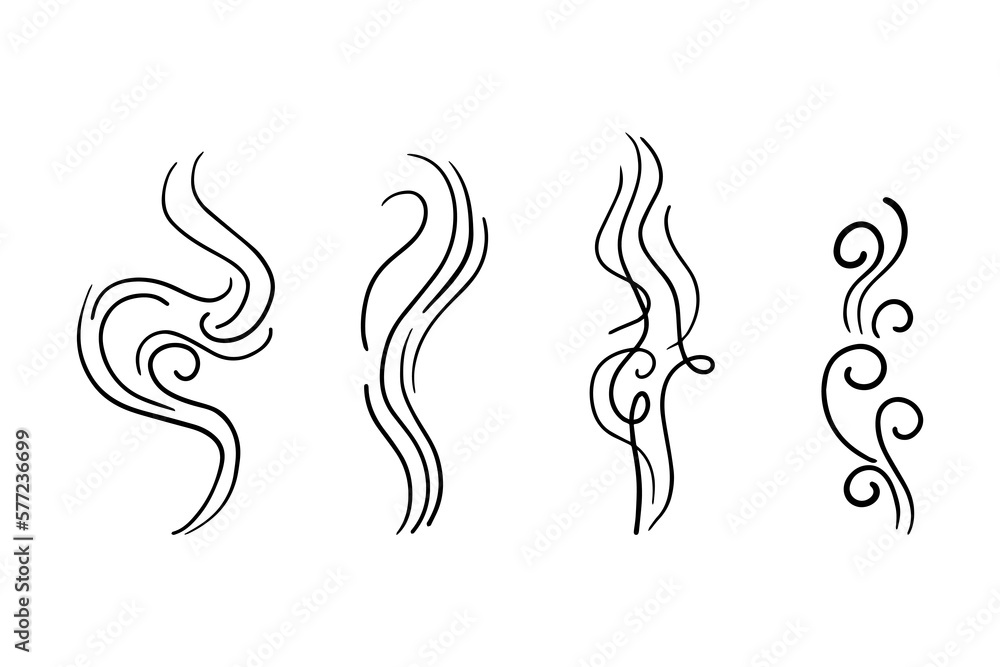 Smoke or Scent Steam Line Icon Set. Vector illustration Smoke or Scent Steam Line Icon Set. Vector illustration