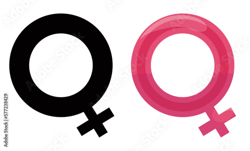 Set with woman symbol in dark silhouette and pink design, Vector illustration