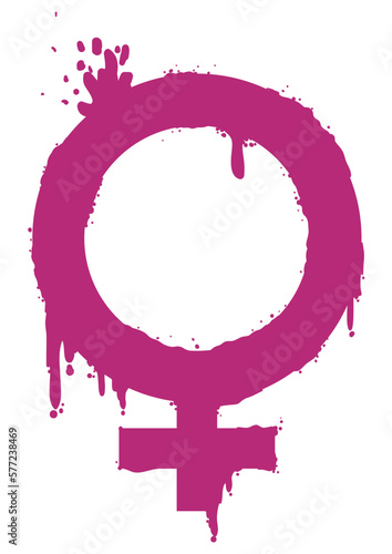 Woman or Venus symbol in pink color and graffiti style, Vector illustration