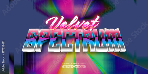 Retro editable text effect style velvet spectrum futuristic 80s vibrant theme with experimental background, ideal for poster, flyer, social media post with give them the rad 1980s touch