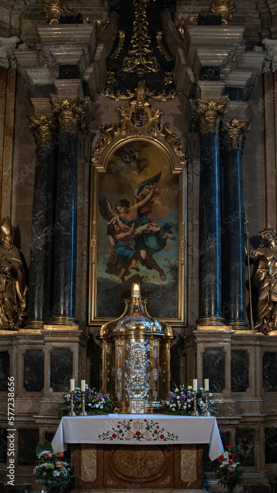 Christian altar in the interior of the church.