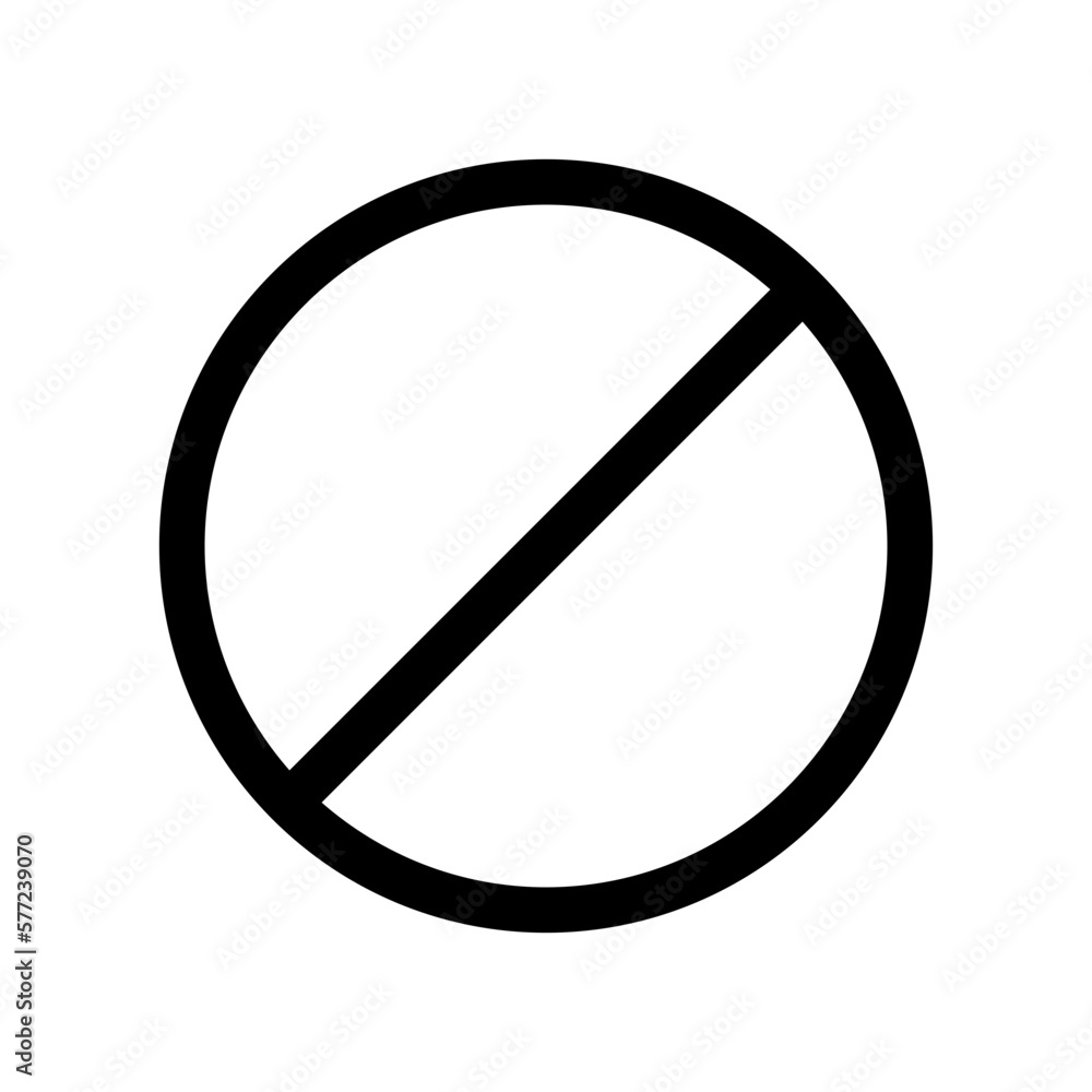 Editable vector stop prohibitions block icon. Black, line style
