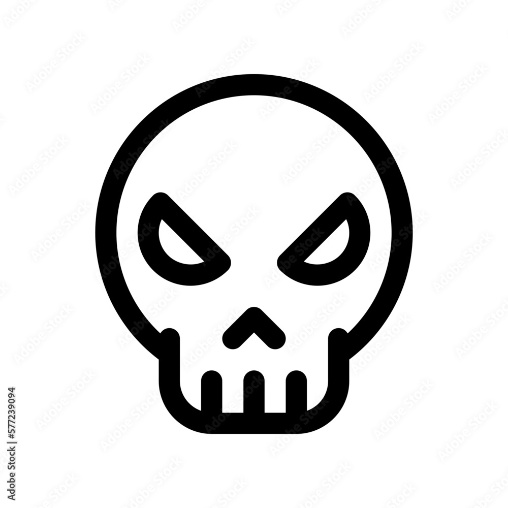 Skull Icon Text Editable vector danger skull icon. Black, line style, transparent white ...
