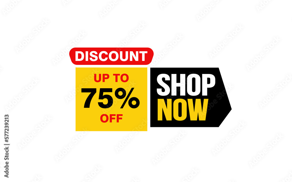 75 Percent SHOP NOW offer, clearance, promotion banner layout with sticker style.
75 Percent SHOP NOW offer, clearance, promotion banner layout with sticker style.