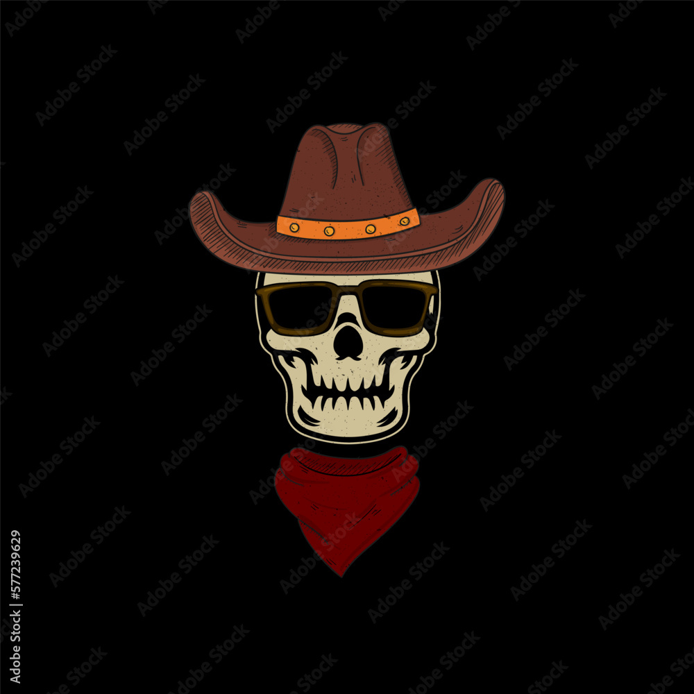 skull cowboy wearing bandana