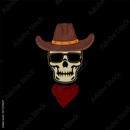 skull cowboy wearing bandana