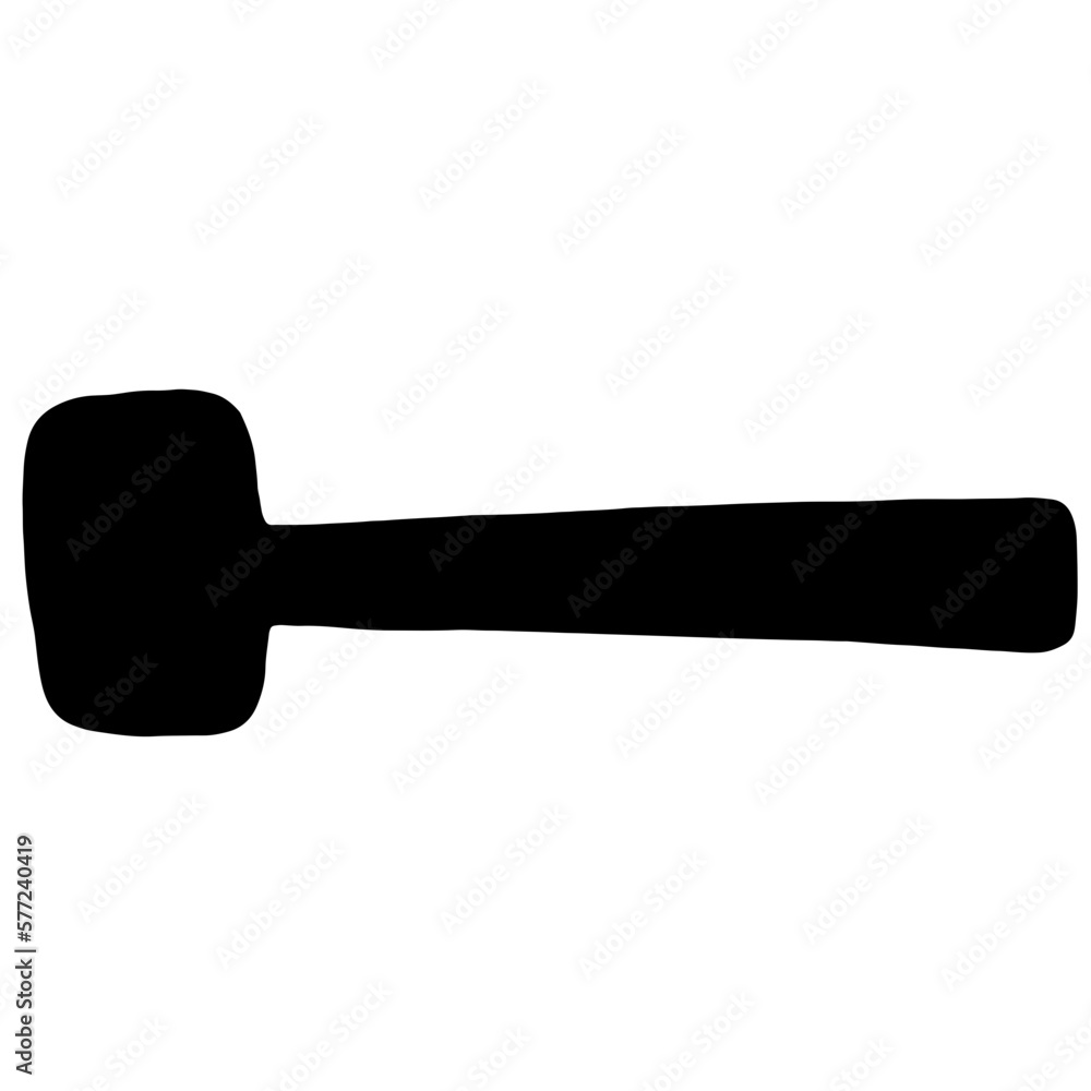 Rubber mallet outline, Hand drawn outline illustration, Construction