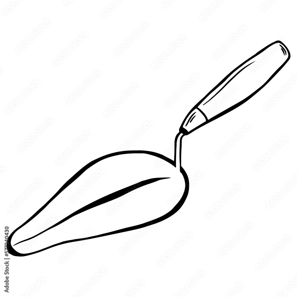 Harling Trowel outline, Concrete Trowel outline, Hand drawn outline