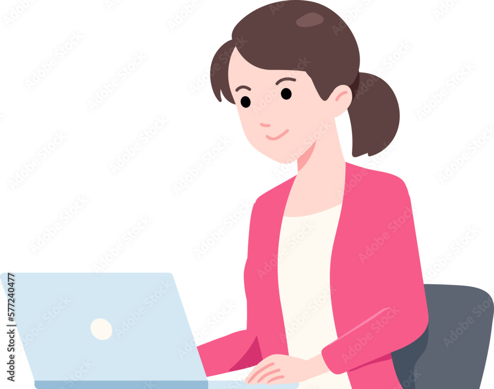 Female Entrepreneur Laptop Work From Home Flat Female Entrepreneur Laptop Work From Home Flat