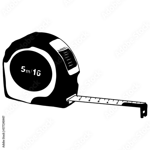 tape measure outline, Hand drawn outline illustration, Construction and Craftsmanship Tool Element