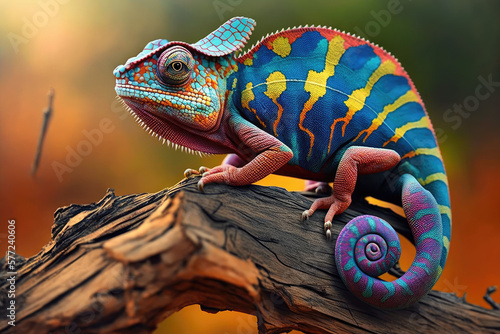 Colorful Chameleon, generative AI photo