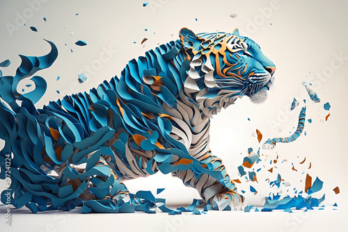Paper quilling generative AI art of a tiger © eranda